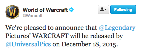 World Of Warcraft Confirm WARCRAFT Release Date